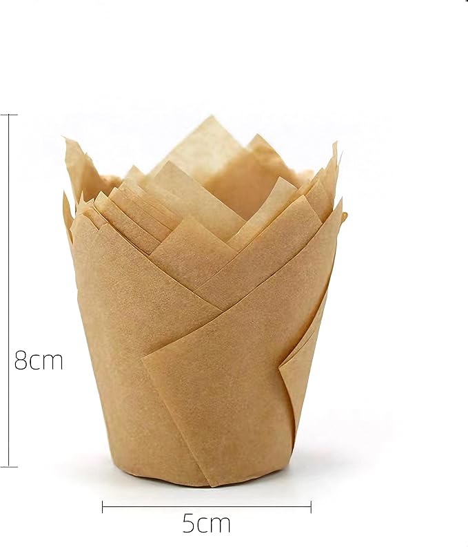 150pcs Beige Greece Proof Tulip Cup Cake Liner for Baking Cups Parchment Paper Tulip Muffin Liners Cupcake Party Wrapper (Biege)
