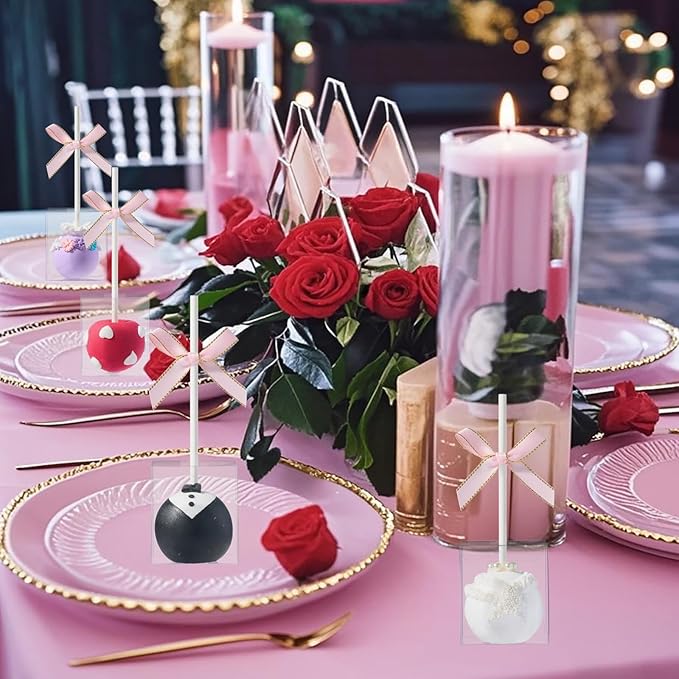 50 Pack Clear Cake Pop Favor Boxes 1.75x1.75x2in with Pre-Cut Hole & Paper Sticks - Ready-to-Use Treat Boxes for Birthdays, Weddings, Baby Showers - Perfect for Cake Pop, Truffles & Party Favors