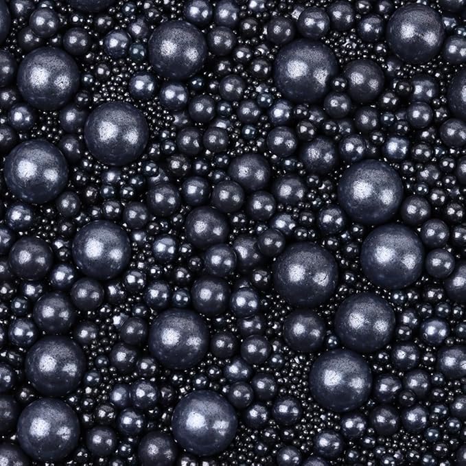 Cobakey Black Sprinkles for Cake Decorations 3.52 ounce Pearl Sugar Sprinkles for Cupcake Toppers Wedding Party Valentines Halloween Christmas Supplies
