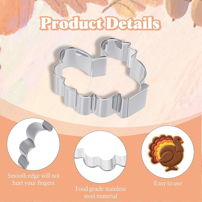6Pcs Thanksgiving Cookie Cutters Set, Mini Autumn Cookie's Cutter Set, Holiday Cookies Cutter Thanksgivings Shapes for Homemaking Cookies, Fall Cookie Cutters for Thanksgiving