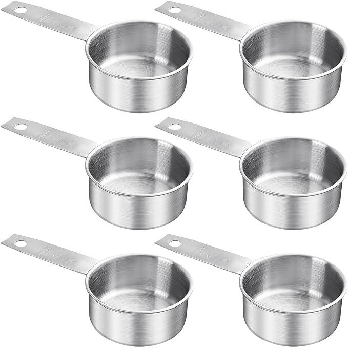 6 pcs 1/2 Cup Measuring Cup, Stainless Steel Measuring Cups, 125 ml | 125 cc | 4 oz | Engraved Marking Single Measuring Scoops, Metal Measuring Cup for Kitchen Baking & Cooking