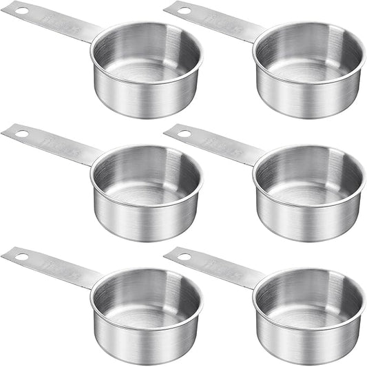 6 pcs 1/2 Cup Measuring Cup, Stainless Steel Measuring Cups, 125 ml | 125 cc | 4 oz | Engraved Marking Single Measuring Scoops, Metal Measuring Cup for Kitchen Baking & Cooking