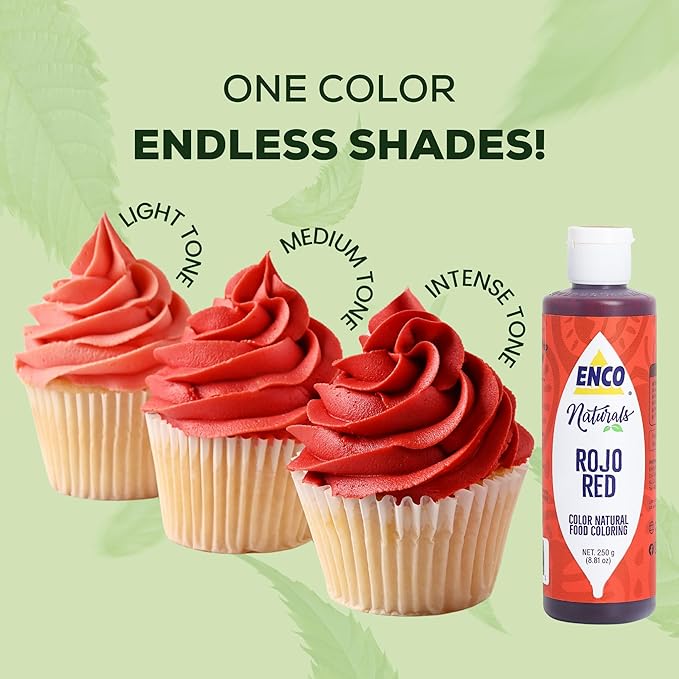 ENCO Naturals Food Coloring Gel 8.8 oz - No artifitial dyes - Vibrant colors for Icing, Buttercream, Fondant