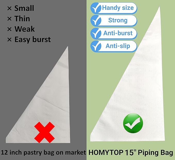 15 Inch Extra Large Piping Bags 100 Pack - Disposable Pastry Bags - Thick Anti-Burst Pastry Icing Frosting Piping Bags For Decorating Cupcakes Cakes Cookies (15 Inch-100 Pack)