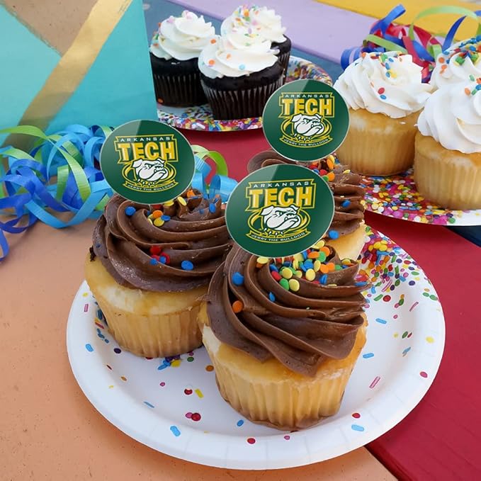 Arkansas Tech University Official Logo Cupcake Picks Toppers Decoration Set of 6