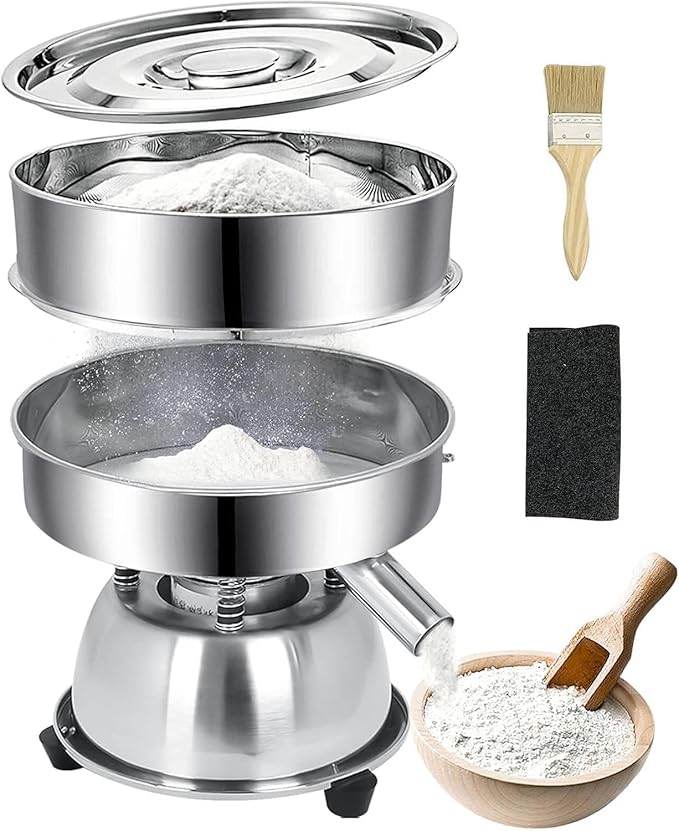 110V Stainless Steel 300mm/40 Mesh Electric Vibrating Sieve Machine Sifters for Powder Particles