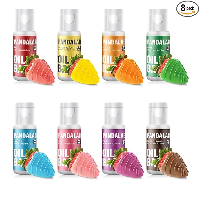 Oil Based Food Coloring Set for Chocolate - 8 colors Vibrant Edible Baking Food Dye for Chocolate, Candy Melts, Fondant, Butter, Meringues, Cookie Icing Frosting, Donut - 0.67 Fl.Oz Bottles