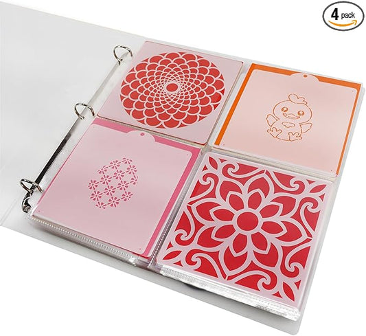 Cookie Stencil Storage Binder Die Cut And Stamp Storage Folder Baking Stencil Organizer Scrapbooking Cutting Dies Stencil Storage Book Collections Case Organizer (8Pockets x 30Pages)