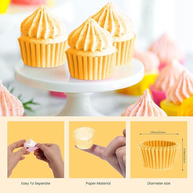 NUOMI 1 Inch Super Mini Baking Cups Muffin Paper Liners 1000 Pieces Cupcake Wrappers for Birthday/Wedding Parties Holiday, Yellow