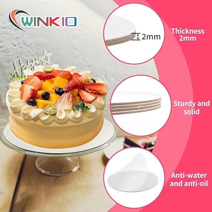 Winkio Cake Boxes with Window, 4 Pack 10 inch Disposable Bakery Boxes for Cakes, Cookies, Pies, Cupcakes, Pastries