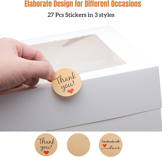 3 Pack Cake Boxes, 10x10x8 Inches Tall Cake Box with Boards, White Bakery Boxes with Window, Disposable Cake Containers for Cake, Donuts, Pies, Cookies, Wedding, Birthday, Party (White - 3 Pack)