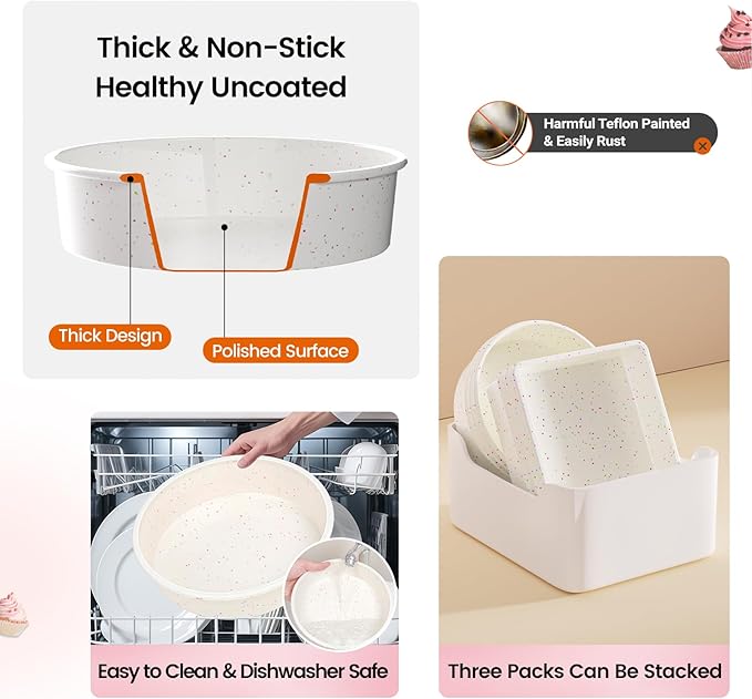 SJ 6 Inch Silicone Round Cake Pan with Metal Reinforced Frame 1Pack, Nonstick Silicone Cake Mold for Baking Suitable for Making Layers, Cheese & Chocolate Cakes