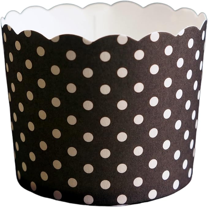 Paper Baking Cups (Polka Dots), Greaseproof Disposable Cupcake Liners (Black, Large Cups (50-Pack))