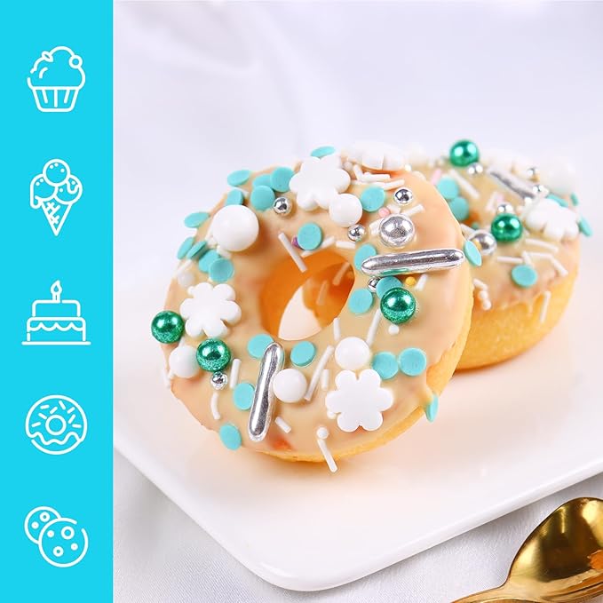 Snowflake Sprinkles for Cake Decorating 4.23 ounce Frozen in Sugar Pearls Sprinkles for Cupcakes Topper Cookie Metallic Sprinkles Mix Jimmies Confetti Cake Decorations for Kid's Birthday Christmas Party