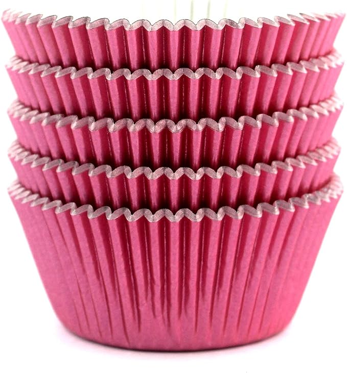 Eoonfirst Foil Cupcake Liners Baking Cups 100 Pcs (Pink)