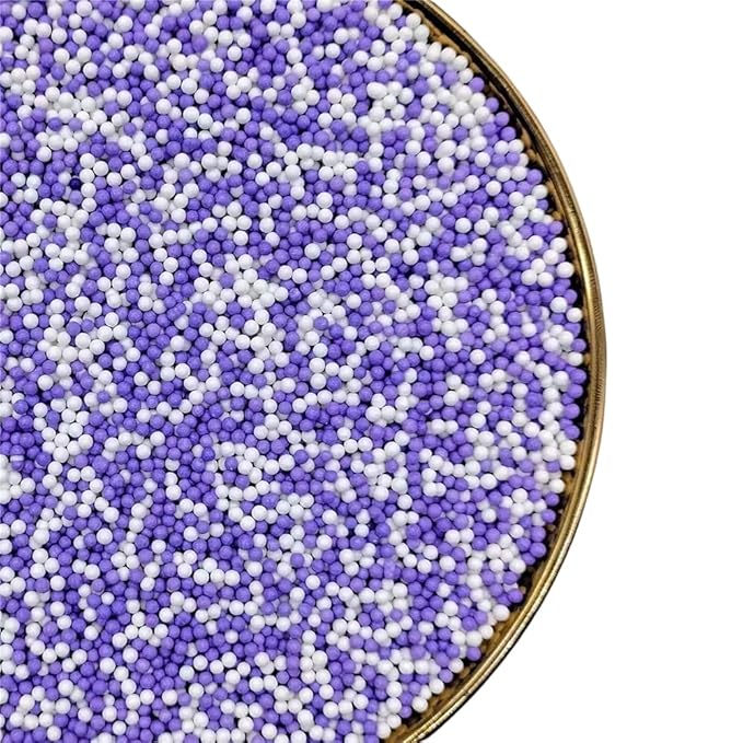 Christmas White Purple Sprinkles130g/4.6oz , White Purple Edible Pearl Sprinkles for Cake Decorations, Baking, Ice Cream, Cookies, Cupcake Topper Edible Pearls Sprinkles - 2mm White Purple Sugar Pearls for Cake Decorating(2mm purple white)