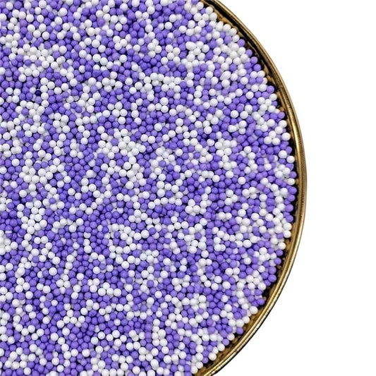 Christmas White Purple Sprinkles130g/4.6oz , White Purple Edible Pearl Sprinkles for Cake Decorations, Baking, Ice Cream, Cookies, Cupcake Topper Edible Pearls Sprinkles - 2mm White Purple Sugar Pearls for Cake Decorating(2mm purple white)