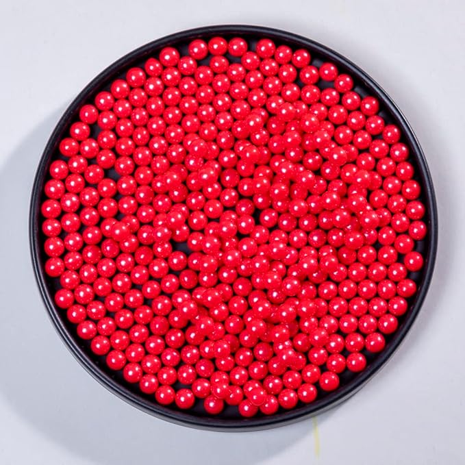 Red Sprinkles Edible Pearls,Cake Sprinkles 130g 4.6OZ,Cookie Sprinkles,Sugar Pearl, Edible Candy Pearls for Cake Cupcake Decorationg (7mm-Red)