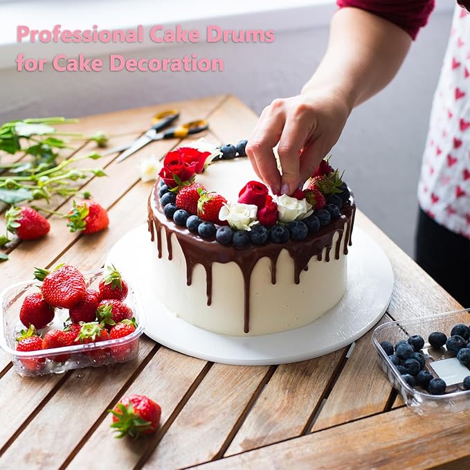 3 PCS 12-Inch Cake Drums, Sturdy Cake Boards, 1/2" Thick Cardboard Rounds for Multi-Layer Cakes, Food-Grade Cake Base
