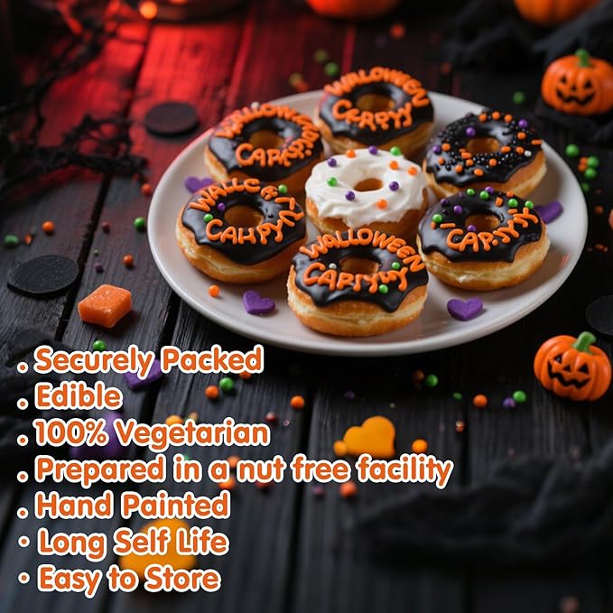 Halloween Sprinkles,Edible Candy Eyeballs,4 Pack,12 ounces,Nonpareils Sprinkle,Thanksgiving Sprinkle,Orange Pumpkin Black Green Pearls Jimmies Sanding Sugar Mix,Perfect for Cake Decorations,Baking,Cookies, Cupcake Topper
