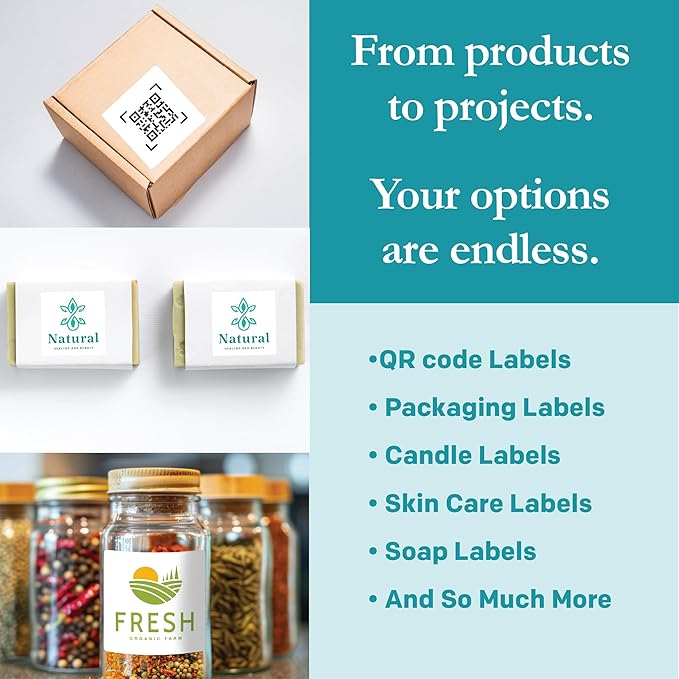 Premium Label Supply White Sticker Square Labels – 2.5" x 2.5" – Laser/Inkjet Compatible – (12 per Sheet), 2000 Sheets – 24,000 Total Adhesive Labels
