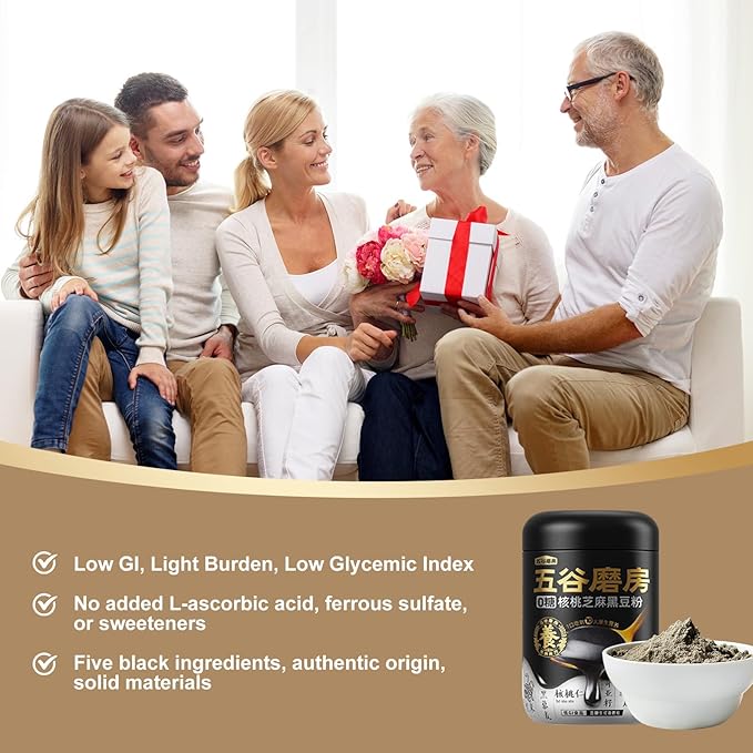 Sugar-Free Walnut Black Soybean Sesame Meal Replacement Powder, Low GI, Smooth and Easy to Absorb, Rich in Sesamin, Non-GMO, Vegan, Zero Sugar Meal Replacement Shake, 19.25oz (546g)