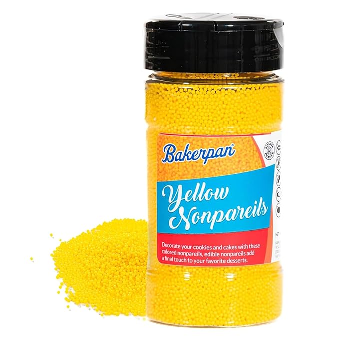 Bakerpan Yellow Nonpareils Sprinkles - 7 Ounces Yellow Sprinkles for Cake Decorating - Edible Nonpareils for Cupcakes, Ice Cream, Cake Decorations (Made in USA)