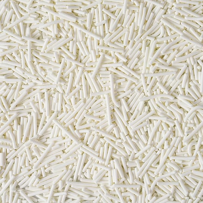 Edible White Sprinkles, White Jimmies Sprinkles, Jimmies for Cake Decorating, Cupcakes, Cake Toppers, Macarons, Cookies, and Ice Cream Toppers(120g/4.23oz)