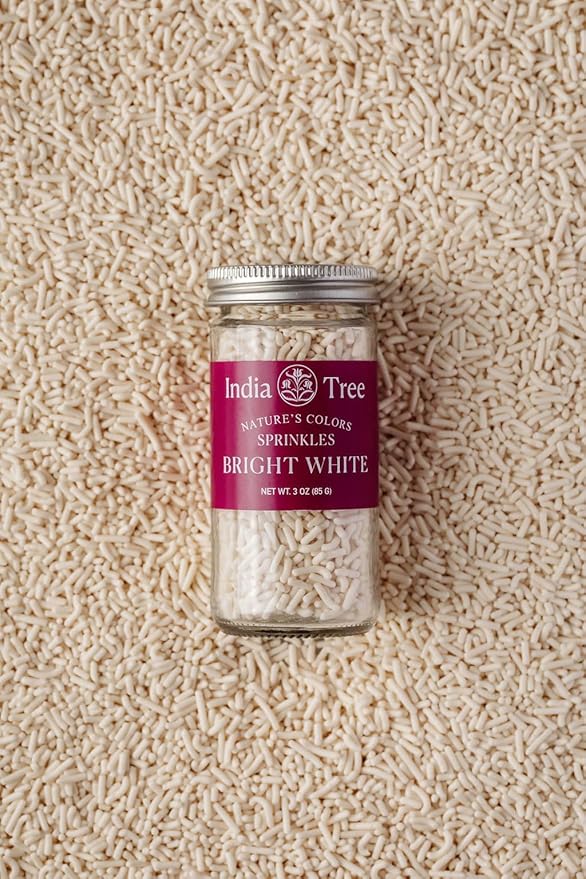 Bright White Sprinkles – Vegan, Non‑GMO, Dye‑Free, Allergen‑Free, 3 oz Jar – India Tree Nature’s Colors