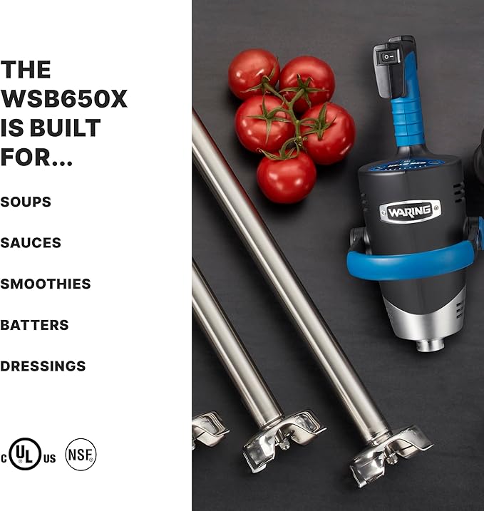 Waring EVOX 18" Big Stik Immersion Blender, 1.5 HP Variable Speed, 35-Gallon Capacity, for Sauces, Dressings, Marinades & Soups, WSB650X