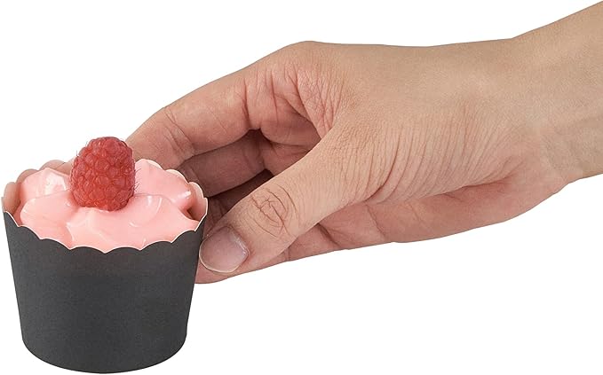 Panificio 3 Ounce Cupcake Wrappers, 200 Scalloped Baking Cups - Oven-Ready, Greaseproof, Black Paper Cupcake Liners, Disposable, For Birthdays, Baby Showers, Or Weddings - Restaurantware