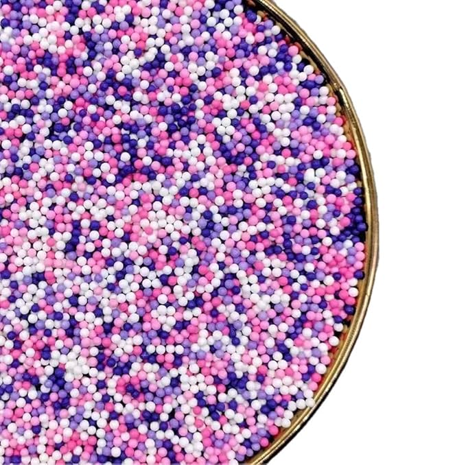 Nonpareils Sprinkles 130g/4.6oz, White Pink Purple Edible Pearl Sprinkles for Cake Decorations, Baking, Ice Cream, Cookies, Cupcake Topper Sugar Pearls for Cake Decorating(2mm Pink Purple)