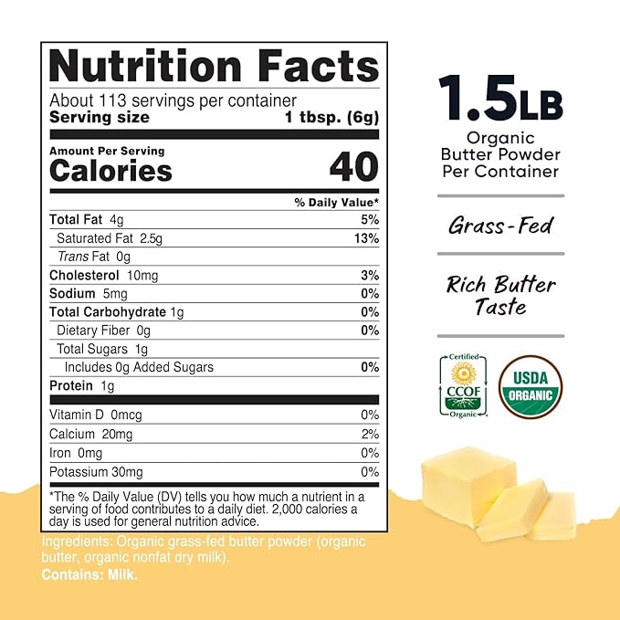 Nutricost Organic Grass-Fed Butter Powder (1.5 LB) - GMO-Free, Gluten-Free