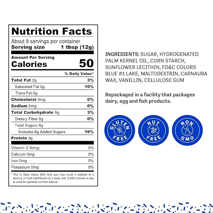 Judee's Gluten Free Blue Cake Sprinkles - Gluten & Nut Free Sprinkles - Cupcake & Cookie Decoration - Ice Cream Toppings - 4 Oz