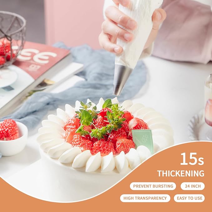 24 Inch Piping Bags Disposable,Thickened 50pcs Large Piping Bags,Anti Burst Extra Large Piping Bags,Food Grade Cake Piping Bags,Tipless Piping Bags for Cake Cupcakes Cookies Frosting