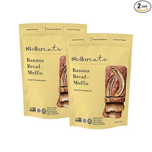 Stellar Eats Grain-Free Banana Bread & Muffin Baking Mix | Gluten-Free, Dairy-Free, Plant-Based, Paleo-Friendly, Naturally Sweet with Coconut Sugar | Almond Flour-Based | 2 Pack