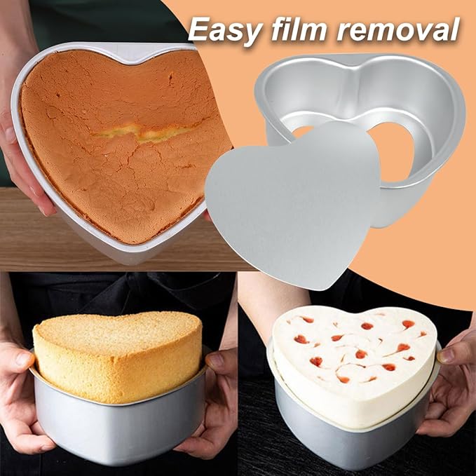 Heart Cake Pan 6+8inch Heart Shaped Cake Pan Removable Bottom Deep Mold Aluminum