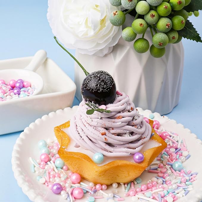 Pastel Sprinkles for Cake Decorating, Pink Purple Blue White Sprinkles Mix Jimmies, 150g/5.3oz, Confetti for Baking, Cookies, Cupcake, Ice Cream Toppings, Celebrations Wedding Shower Party Christmas Supplies