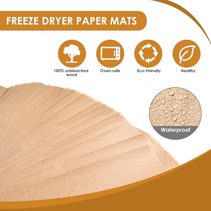 KitchenRaku 200 Pack Parchment Paper For Harvest Right Freeze Dryer Trays, Disposable Accessories for Freeze Dryer Trays, Prevent Food Items From Sticking (PPA12, 17 1/4" x 7", Medium)