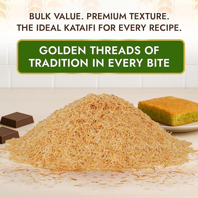 Dolce Calma Roasted Kataifi Dough 11 lb Bulk Pack | Kadayif for Dubai Chocolate Bar & Kunafa Desserts | Pre-Toasted Shredded Fillo for Baklava & Bakery Creations