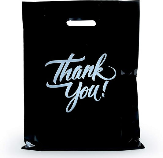 Infinite Pack Thank You Merchandise Bags, Die Cut Handles, Retail Shopping Bags for Boutique - Choose Color & Size