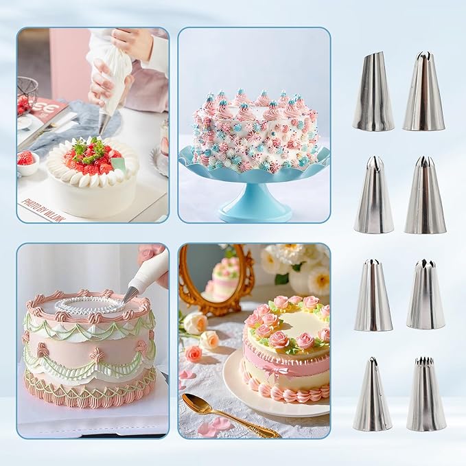29 Pcs Cake Decorating Tools Kit, 4 Flower Nails,1 Flower Elevator For A Chocolate Cake Soft Candy Cupcake And 24 cakes piping tips For Fondant Cupcake