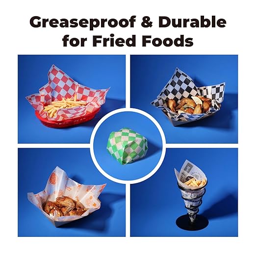 Fit Meal Prep 250 Mixed Color 12x12" Dry Waxed Deli Paper Sheets, Grease-Proof & Waterproof, Perfect for Food Basket, Picnic, Barbecue, Restaurants