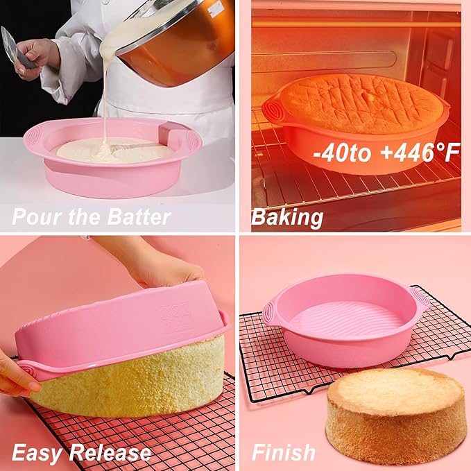 Nonstick Silicone Bakeware Set, 7in1 Baking Cake Pan, BPA Free Heat Resistant Bakeware Suppliers Tools Kit for Muffin Loaf Bread Pizza Cheesecake Cupcake