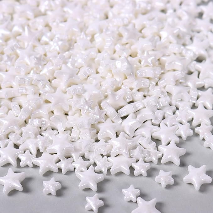 White Sprinkles for Cake Decorating, White Star Sprinkles Perfect for Cupcake Toppers Wedding Party Valentines Halloween Christmas Supplies