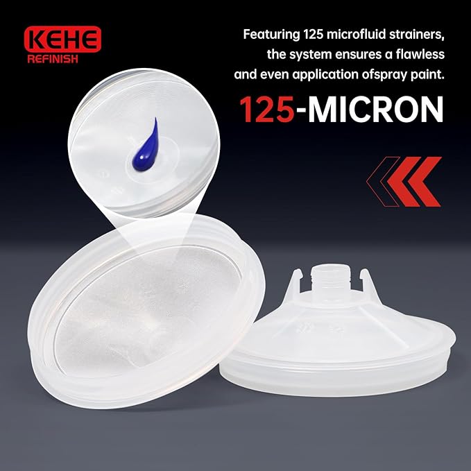 Disposable Paint Cups for Spray Gun,Mixing Cups 26 Ounce (800ml) Kit with 25 Cups and Lids with Strainer System for HVLP&LVLP,1 Hard Cup with Retainer Ring,10 Plugs,3 Caps,1 Wash Bottle