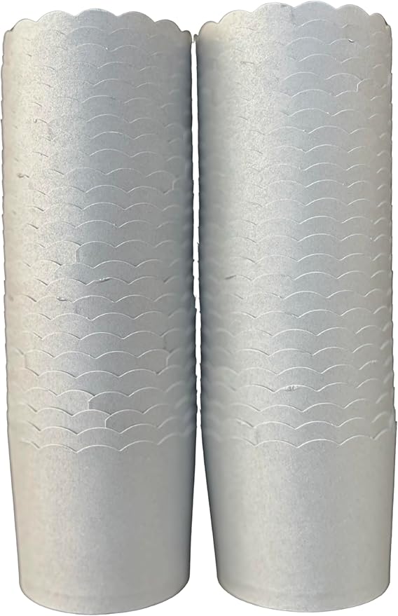 Paper Baking Cups, Greaseproof Disposable Cupcake Liners (Solid Silver, 50 Large Cup)