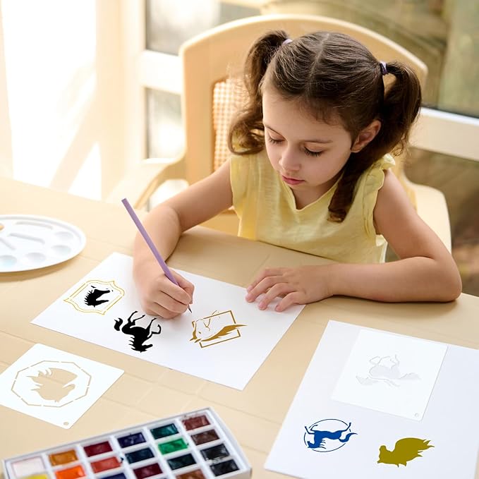 Marspark 66 Pcs Small Stencils for Crafts Reusable 3 Inch Stencils for Painting on Wood DIY Craft Paint Template for Wall Home Decor Card Rock Canvas Drawing Holiday Ornament (Horse)