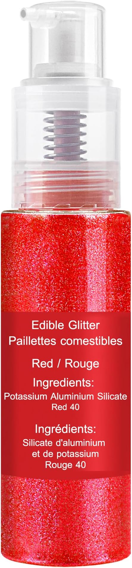 Edible Glitter Spray - 22g Edible Luster Dust Metallic Food Grade Glitter for Drinks, Cake Decorating, Baking - Edible Food Coloring Powder Shimmer Glitter for Cocktail, Icing, Candy (Red)