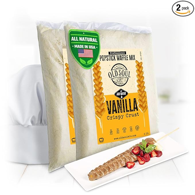 OldSoul Professional Popstick Waffle Mix | Stick Waffles Dough Mix | 10 Lbs | Vanilla Flavor | 224 Waffles (10 Lbs, Traditional)